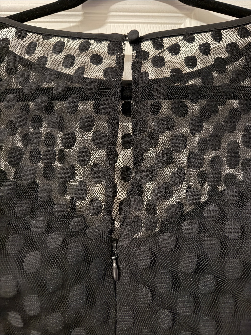 Jessica Howard Black Polka-Dot Mesh Midi Dress 3/4 sleeve vintage look timeless - Picture 6 of 8